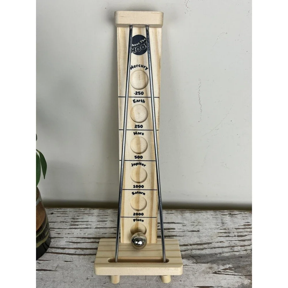 Shoot the Moon Retro Game Wooden Toy Mid Century Space Race W/Ball New Model 🚀